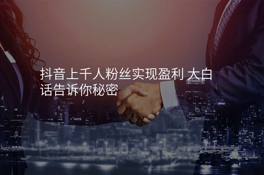 抖音上千人粉丝实现盈利 大白话告诉你秘密