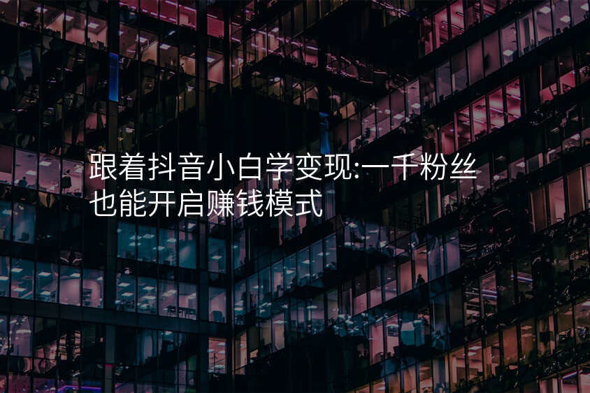 跟着抖音小白学变现:一千粉丝也能开启赚钱模式