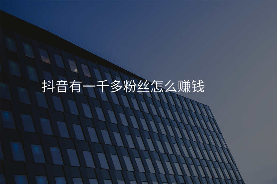 抖音有一千多粉丝怎么赚钱