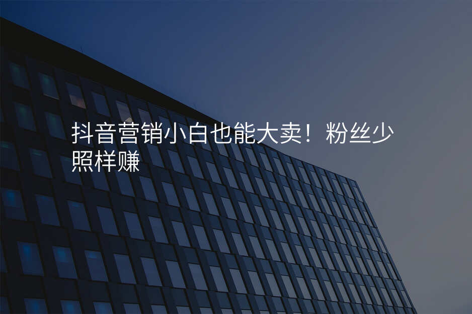 抖音营销小白也能大卖!粉丝少照样赚