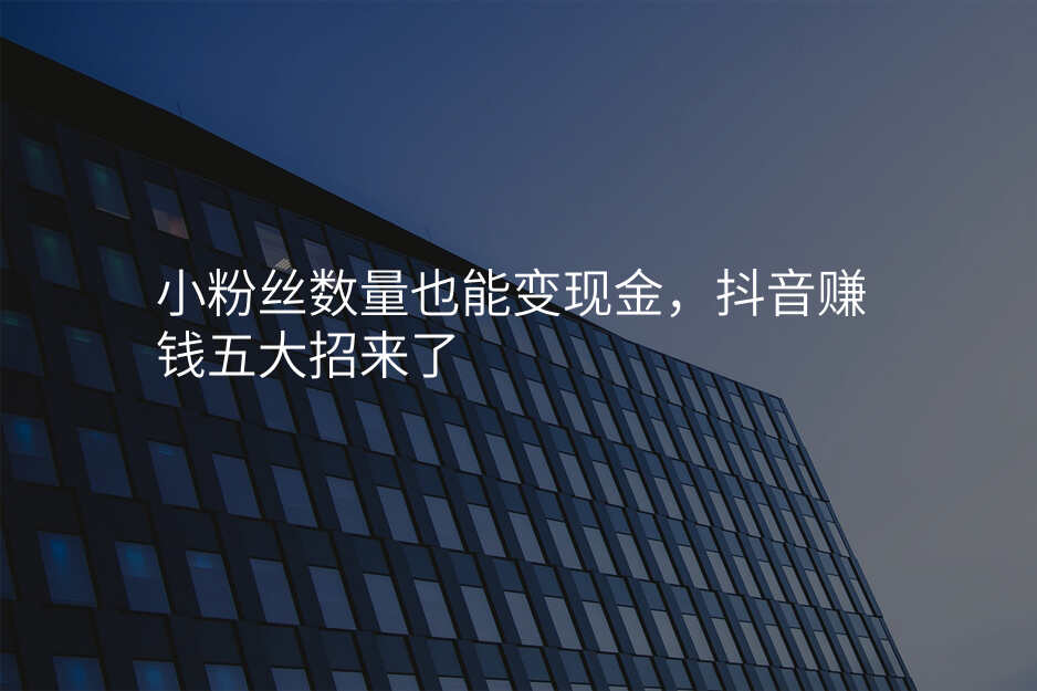 小粉丝数量也能变现金,抖音赚钱五大招来了