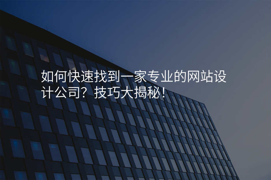 如何快速找到一家专业的网站设计公司?技巧大揭秘!