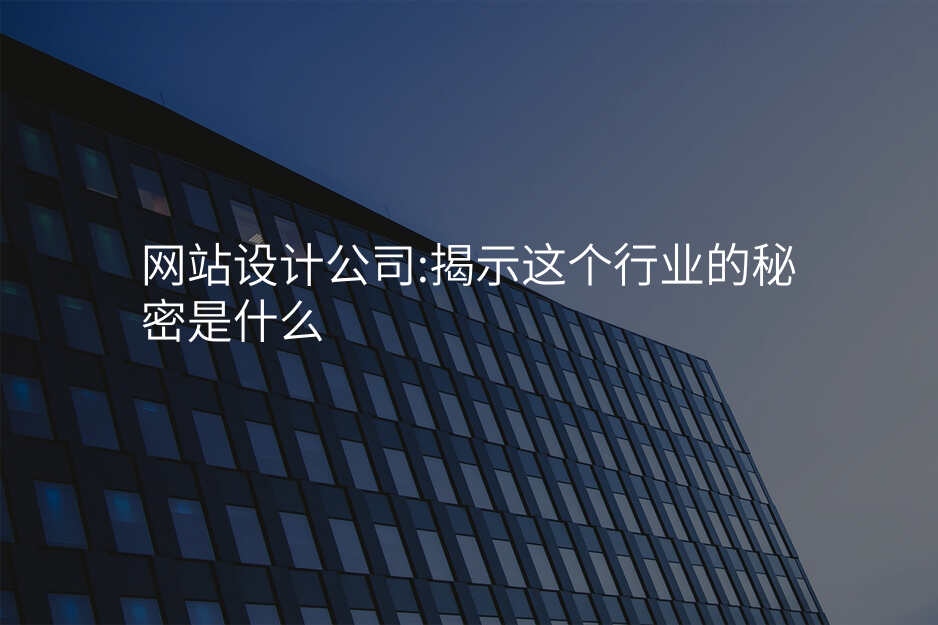网站设计公司:揭示这个行业的秘密是什么