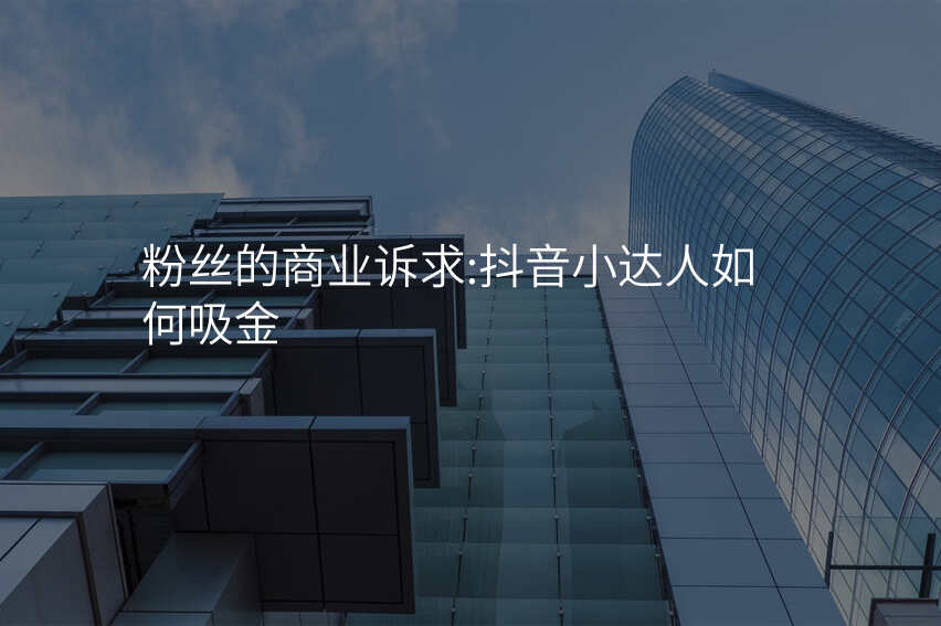 粉丝的商业诉求:抖音小达人如何吸金