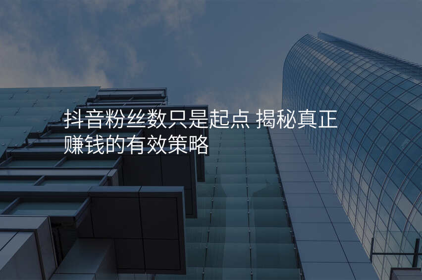 抖音粉丝数只是起点 揭秘真正赚钱的有效策略