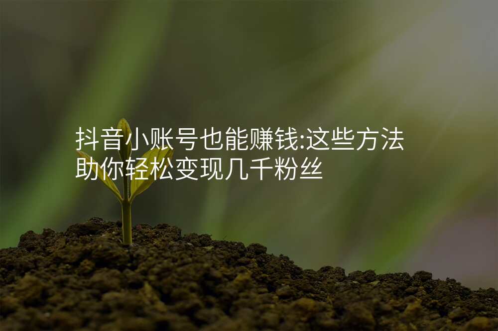 抖音小账号也能赚钱:这些方法助你轻松变现几千粉丝