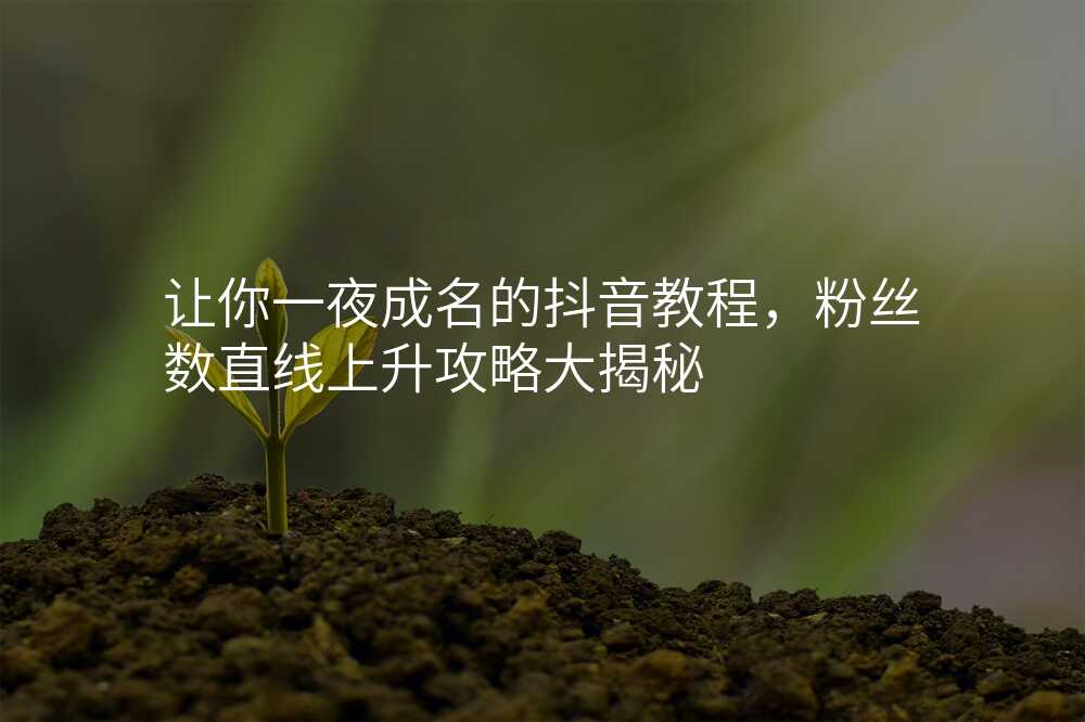 让你一夜成名的抖音教程,粉丝数直线上升攻略大揭秘