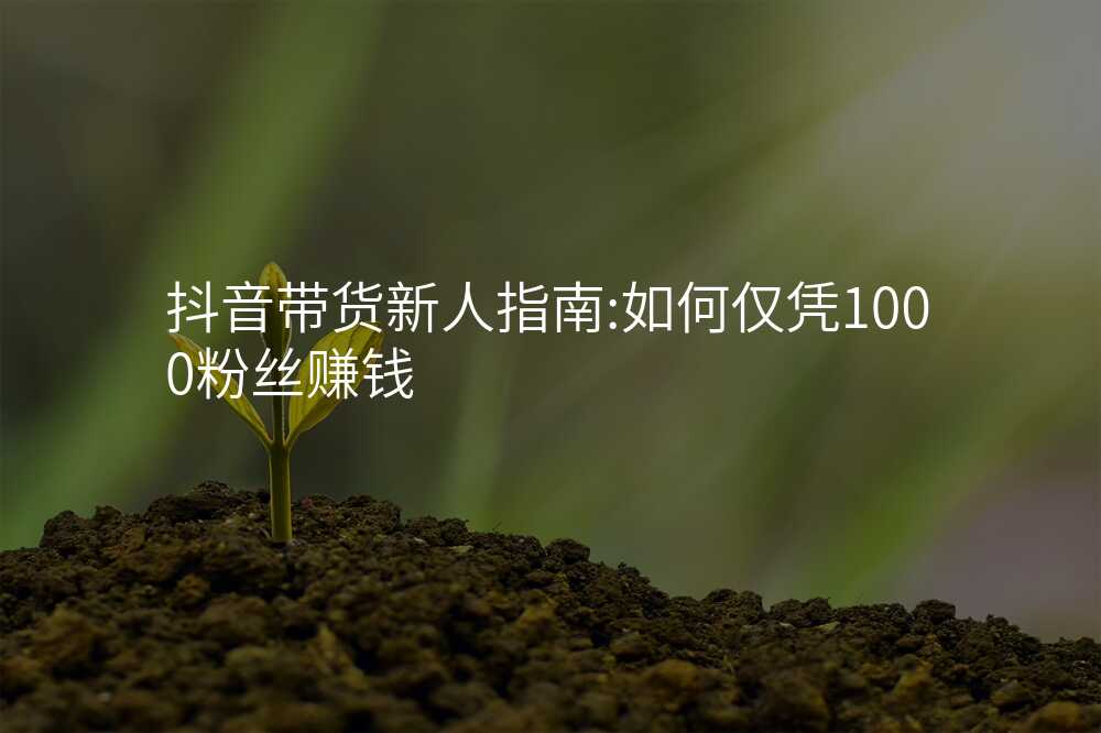 抖音带货新人指南:如何仅凭1000粉丝赚钱