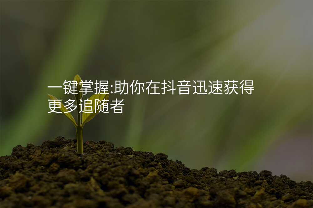 一键掌握:助你在抖音迅速获得更多追随者