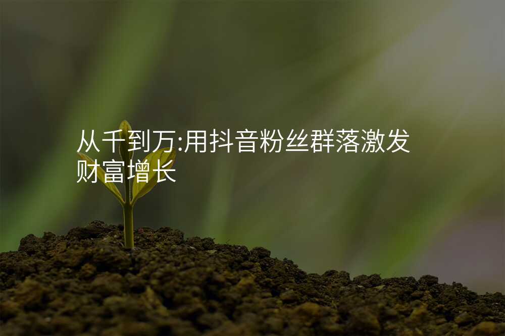 从千到万:用抖音粉丝群落激发财富增长