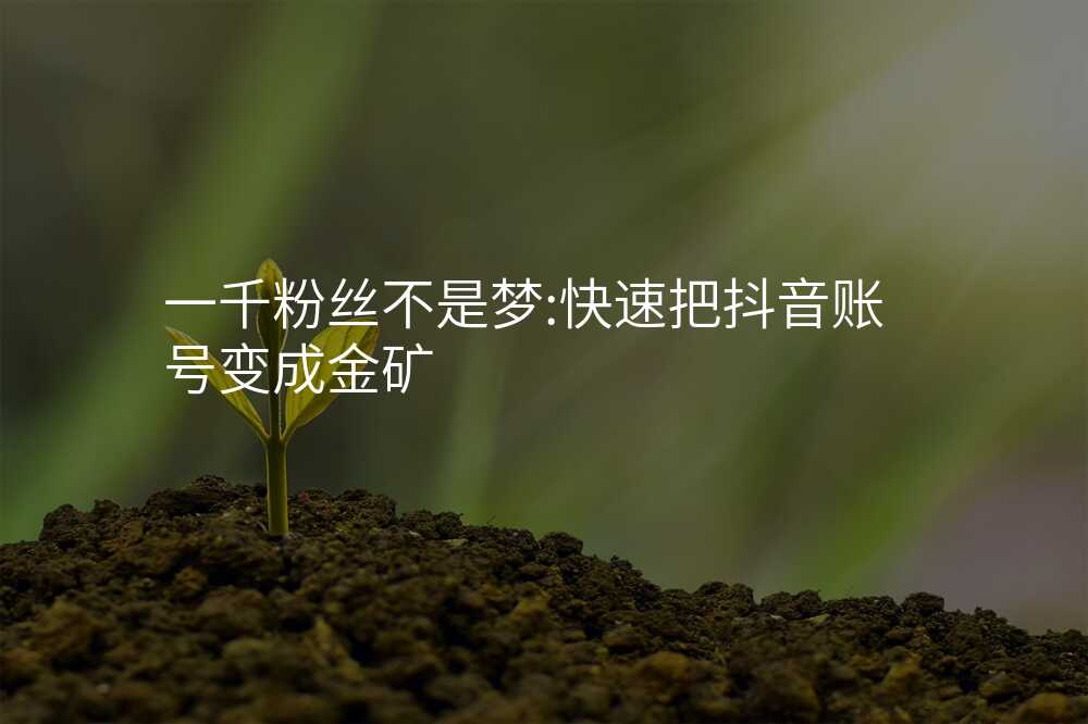 一千粉丝不是梦:快速把抖音账号变成金矿
