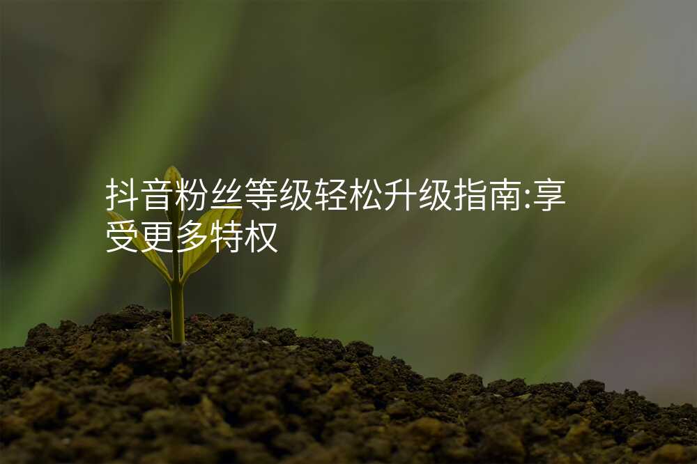 抖音粉丝等级轻松升级指南:享受更多特权