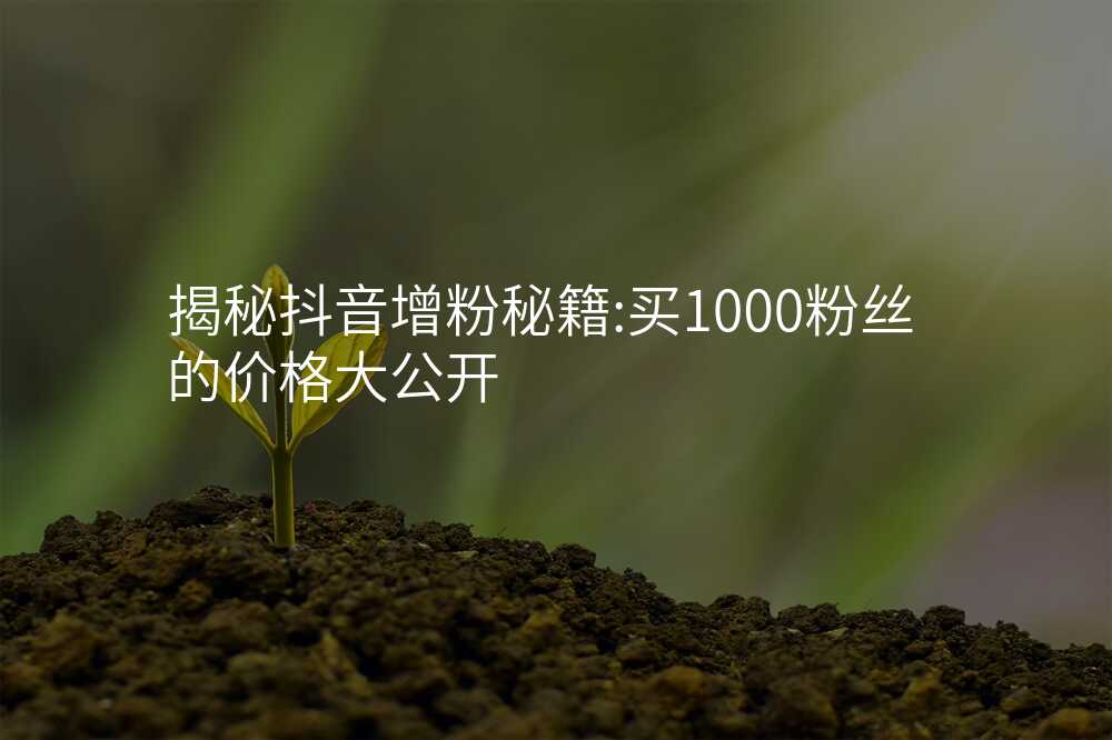 揭秘抖音增粉秘籍:买1000粉丝的价格大公开