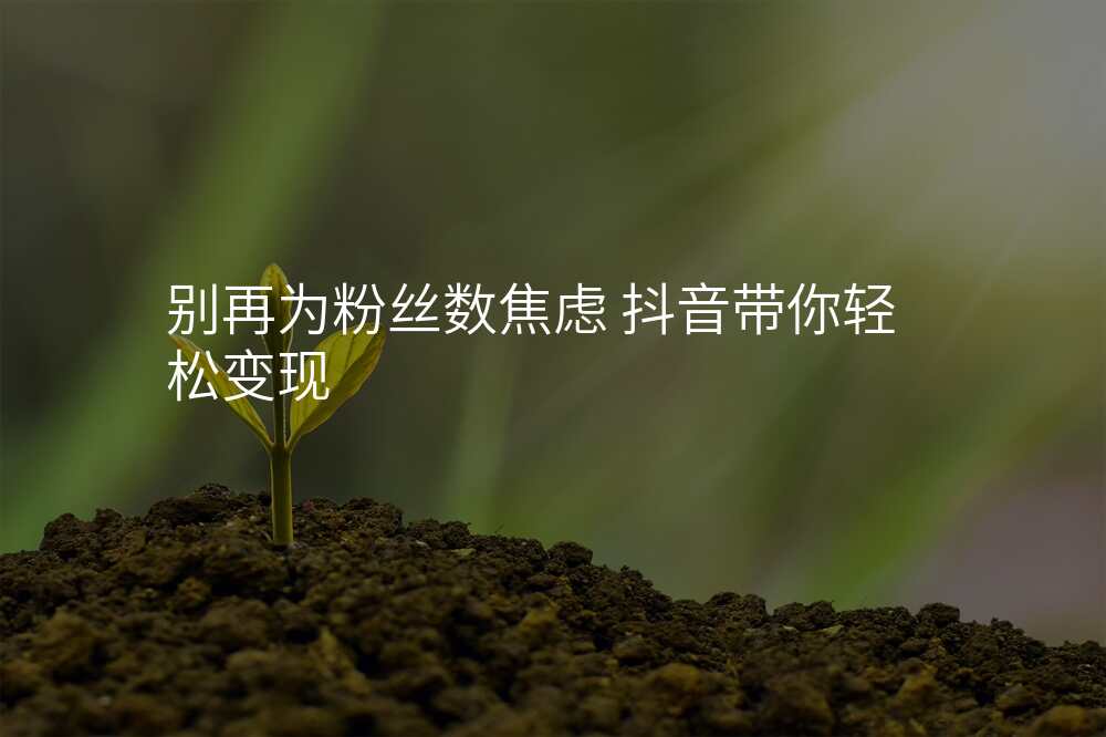 别再为粉丝数焦虑 抖音带你轻松变现