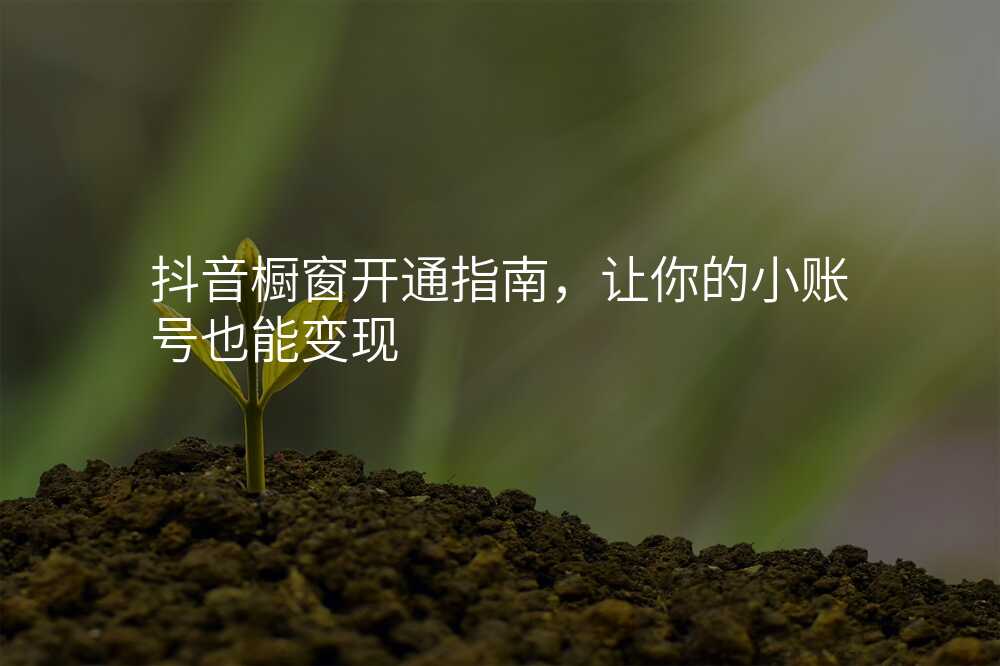 抖音橱窗开通指南,让你的小账号也能变现