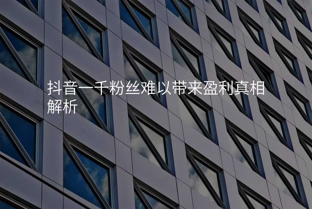 抖音一千粉丝难以带来盈利真相解析
