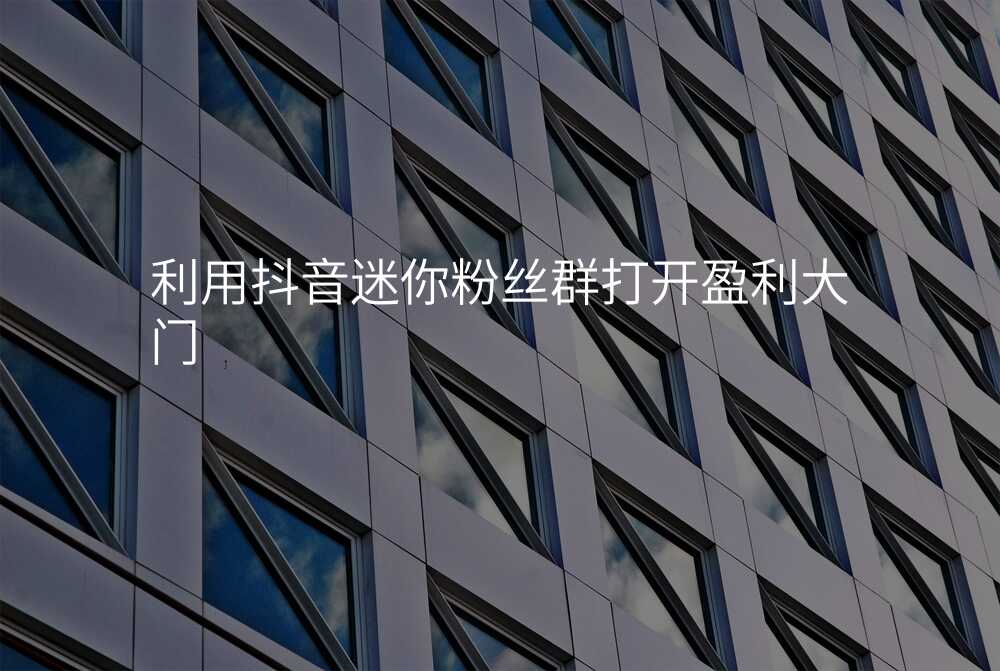 利用抖音迷你粉丝群打开盈利大门