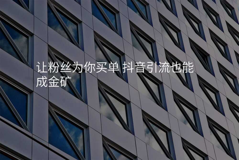 让粉丝为你买单 抖音引流也能成金矿