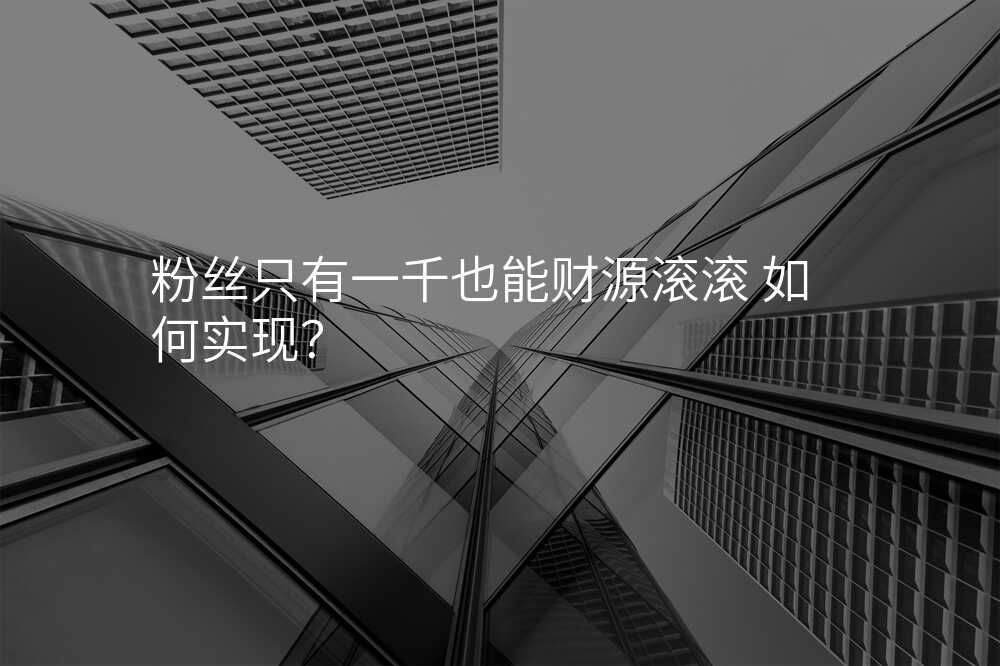 粉丝只有一千也能财源滚滚 如何实现?