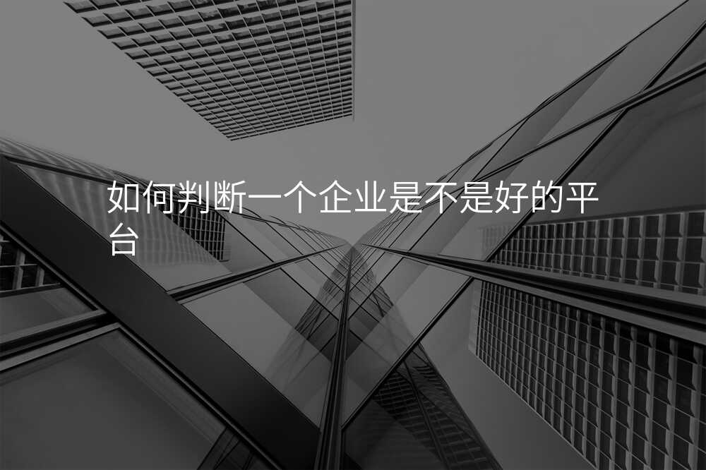 如何判断一个企业是不是好的平台