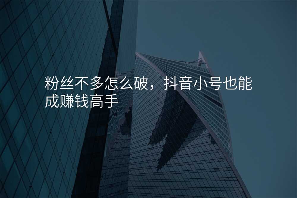 粉丝不多怎么破,抖音小号也能成赚钱高手