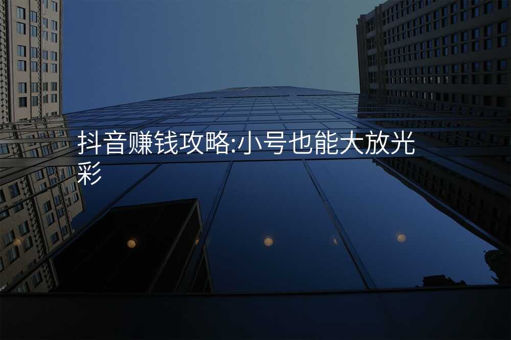 抖音赚钱攻略:小号也能大放光彩