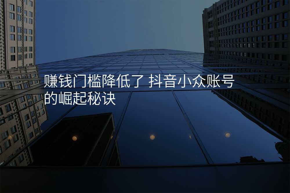 赚钱门槛降低了 抖音小众账号的崛起秘诀