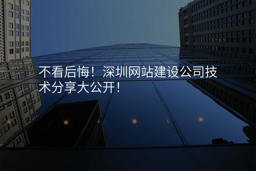 不看后悔!深圳网站建设公司技术分享大公开!