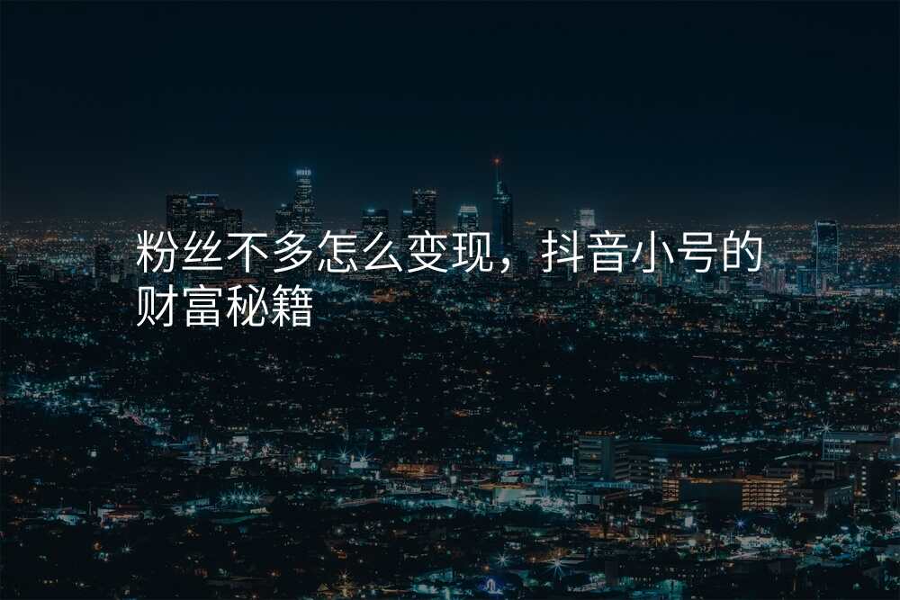粉丝不多怎么变现,抖音小号的财富秘籍