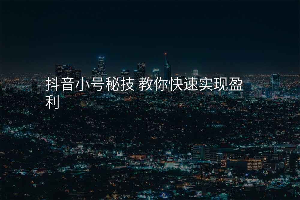 抖音小号秘技 教你快速实现盈利