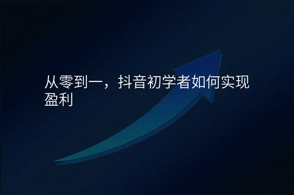 从零到一,抖音初学者如何实现盈利