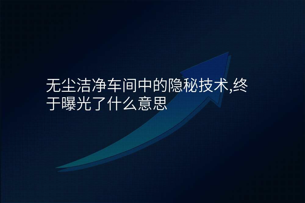 无尘洁净车间中的隐秘技术,终于曝光了什么意思