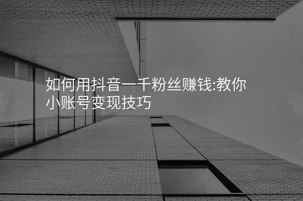 如何用抖音一千粉丝赚钱:教你小账号变现技巧