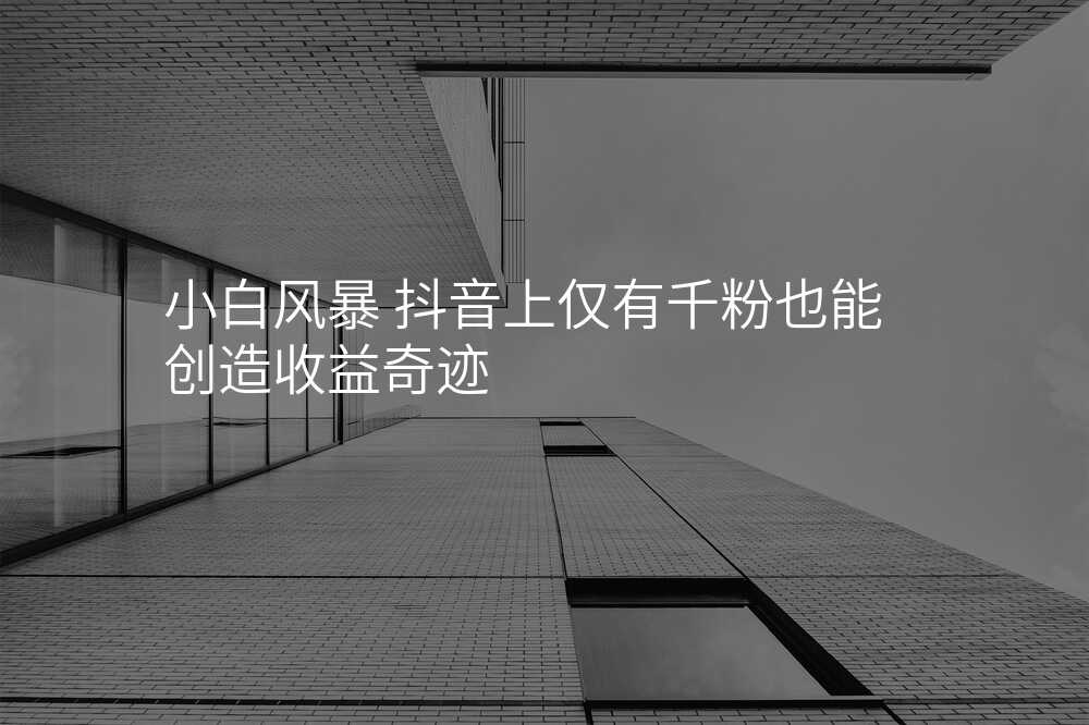 小白风暴 抖音上仅有千粉也能创造收益奇迹