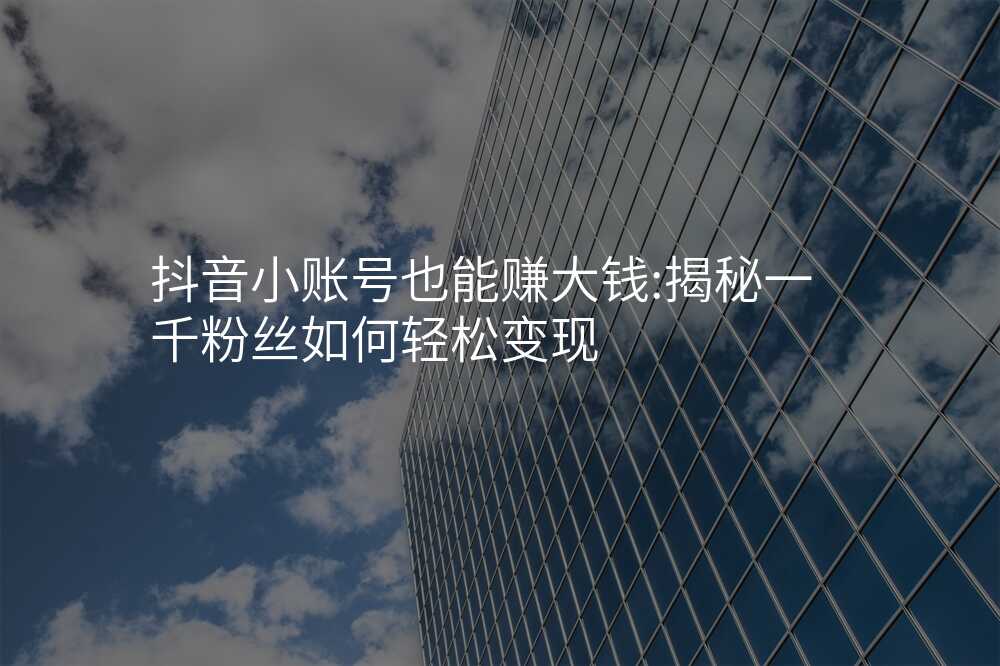抖音小账号也能赚大钱:揭秘一千粉丝如何轻松变现