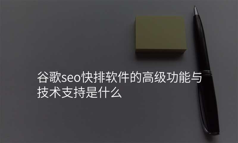 谷歌seo快排软件的高级功能与技术支持是什么