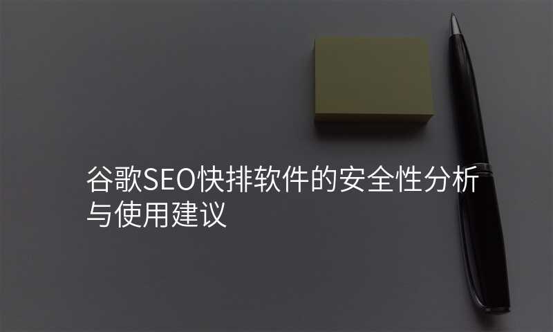谷歌SEO快排软件的安全性分析与使用建议