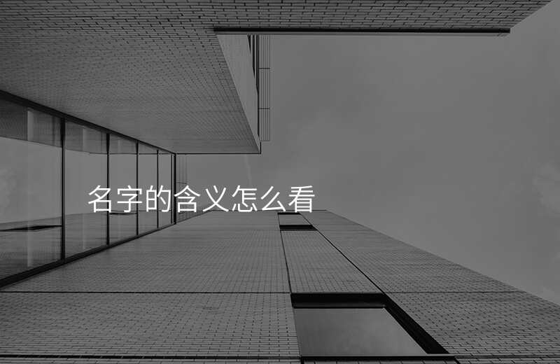 名字的含义怎么看