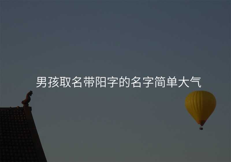 男孩取名带阳字的名字简单大气