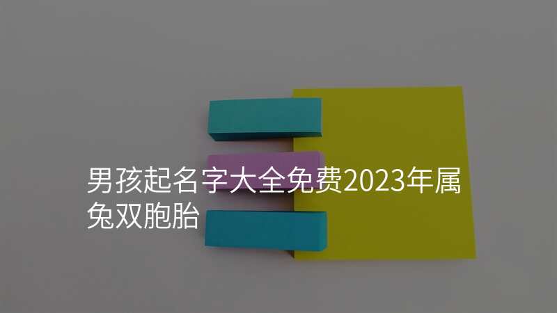 男孩起名字大全免费2023年属兔双胞胎