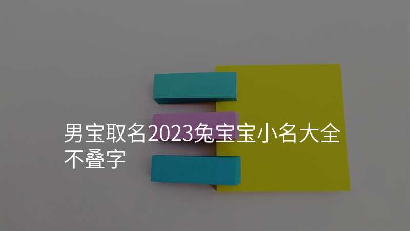 男宝取名2023兔宝宝小名大全不叠字