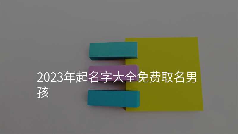 2023年起名字大全免费取名男孩