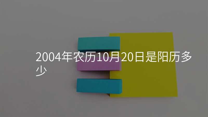 2004年农历10月20日是阳历多少