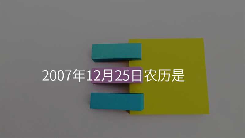 2007年12月25日农历是