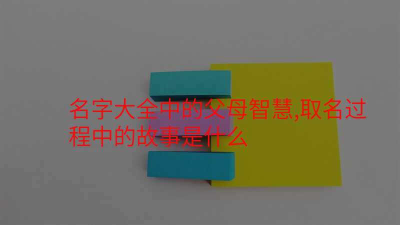 名字大全中的父母智慧,取名过程中的故事是什么