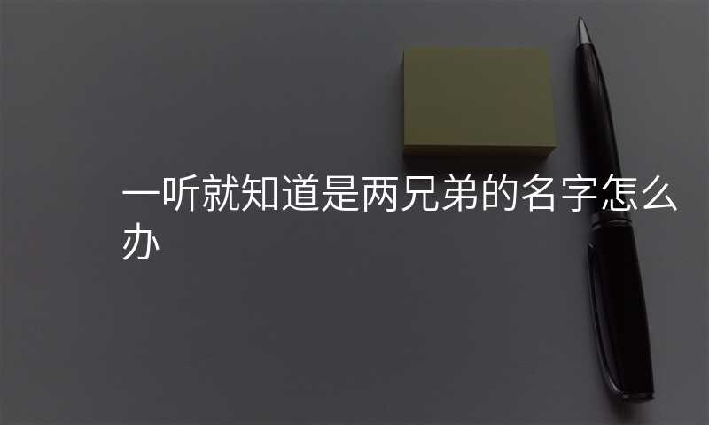 一听就知道是两兄弟的名字怎么办