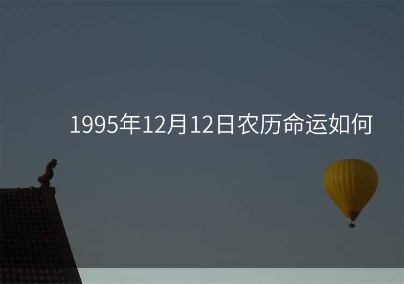 1995年12月12日农历命运如何