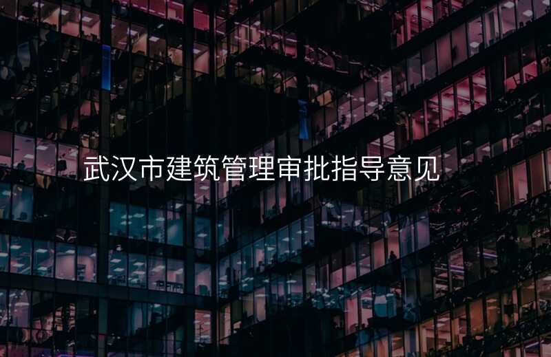 武汉市建筑管理审批指导意见
