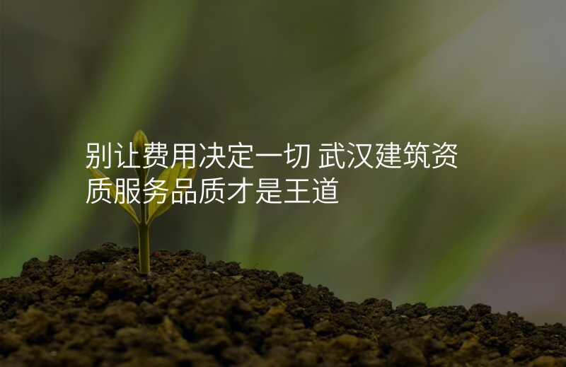 别让费用决定一切 武汉建筑资质服务品质才是王道