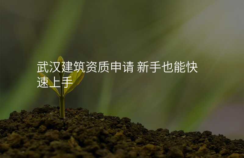 武汉建筑资质申请 新手也能快速上手